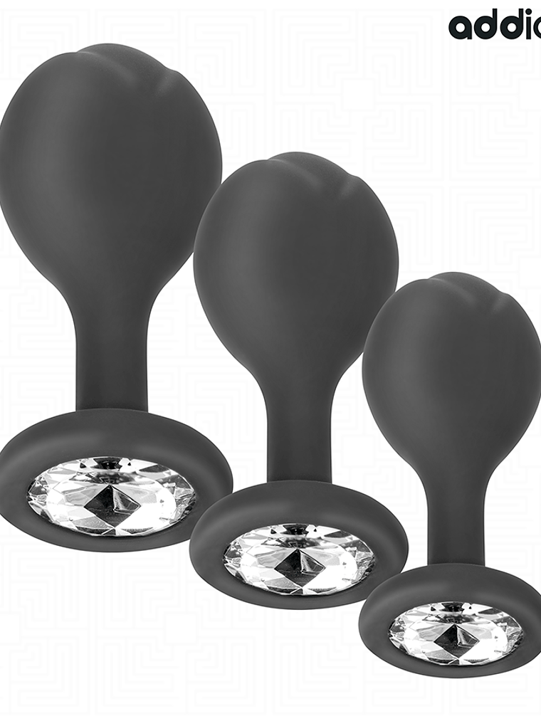 CONJUNTO DE 3 PLUG ANAL DE SILICONE COM JOIA 4