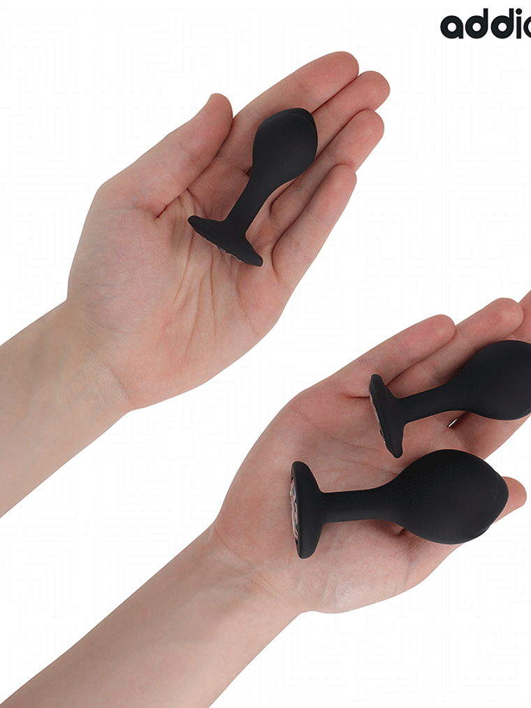 CONJUNTO DE 3 PLUG ANAL DE SILICONE COM JOIA 5