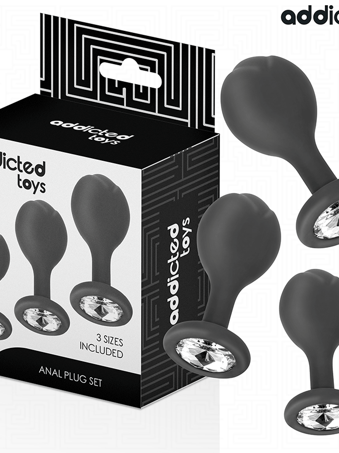 CONJUNTO DE 3 PLUG ANAL DE SILICONE COM JOIA 1