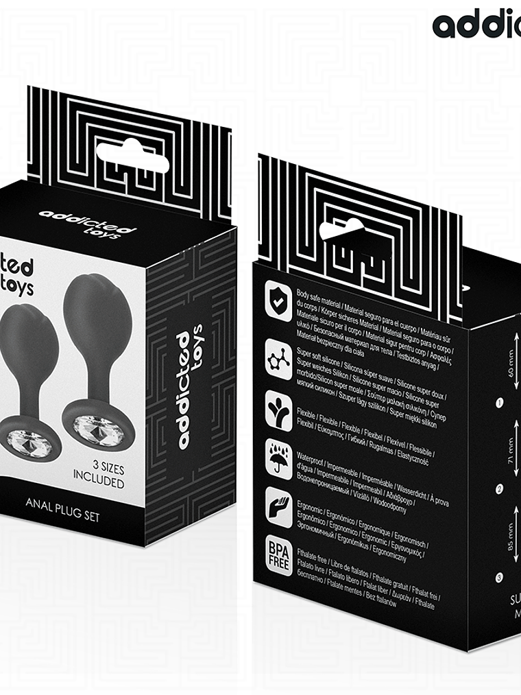 CONJUNTO DE 3 PLUG ANAL DE SILICONE COM JOIA 7