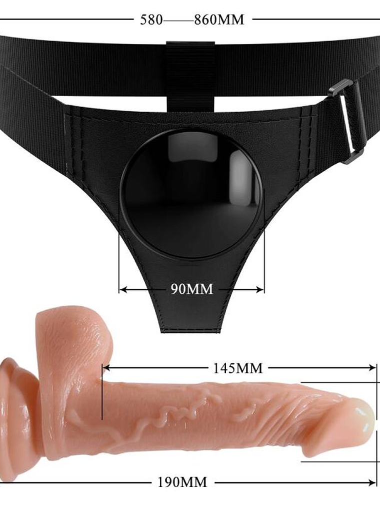 ARNÊS UNIVERSAL -COM DILDO - KEVIN 19 CM NATURAL 4