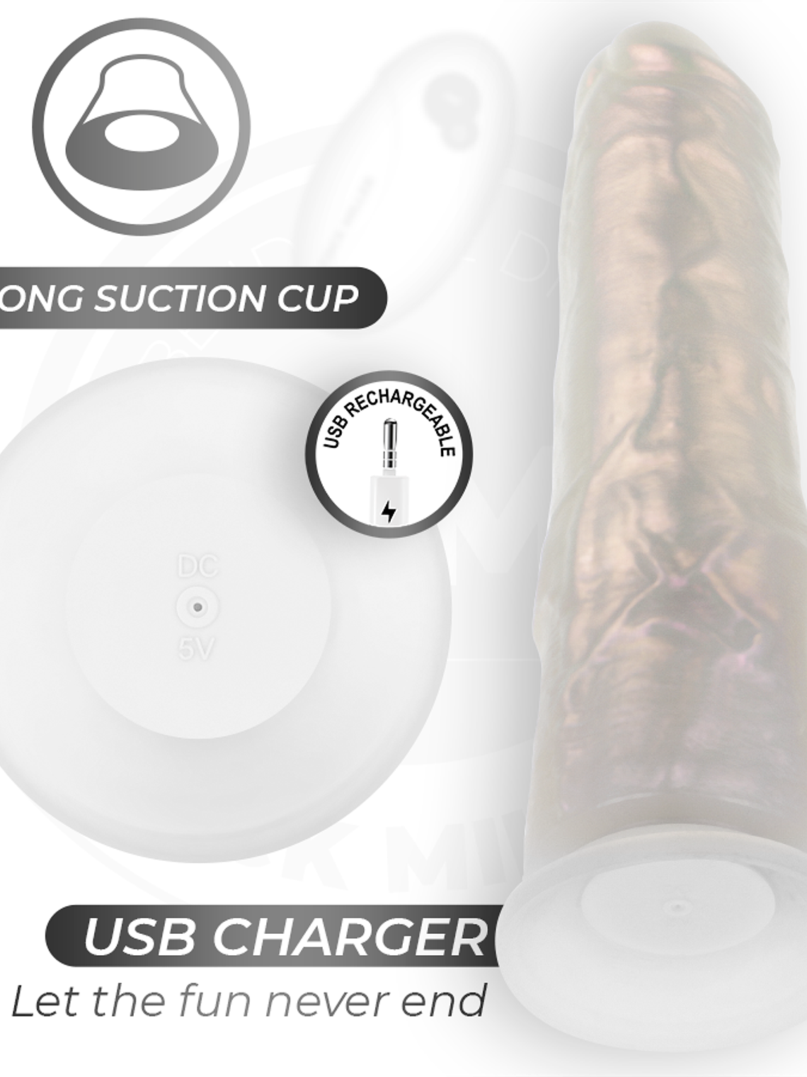 DILDO COM VENTOSA, LUZES E VIBRAÇÃO 5