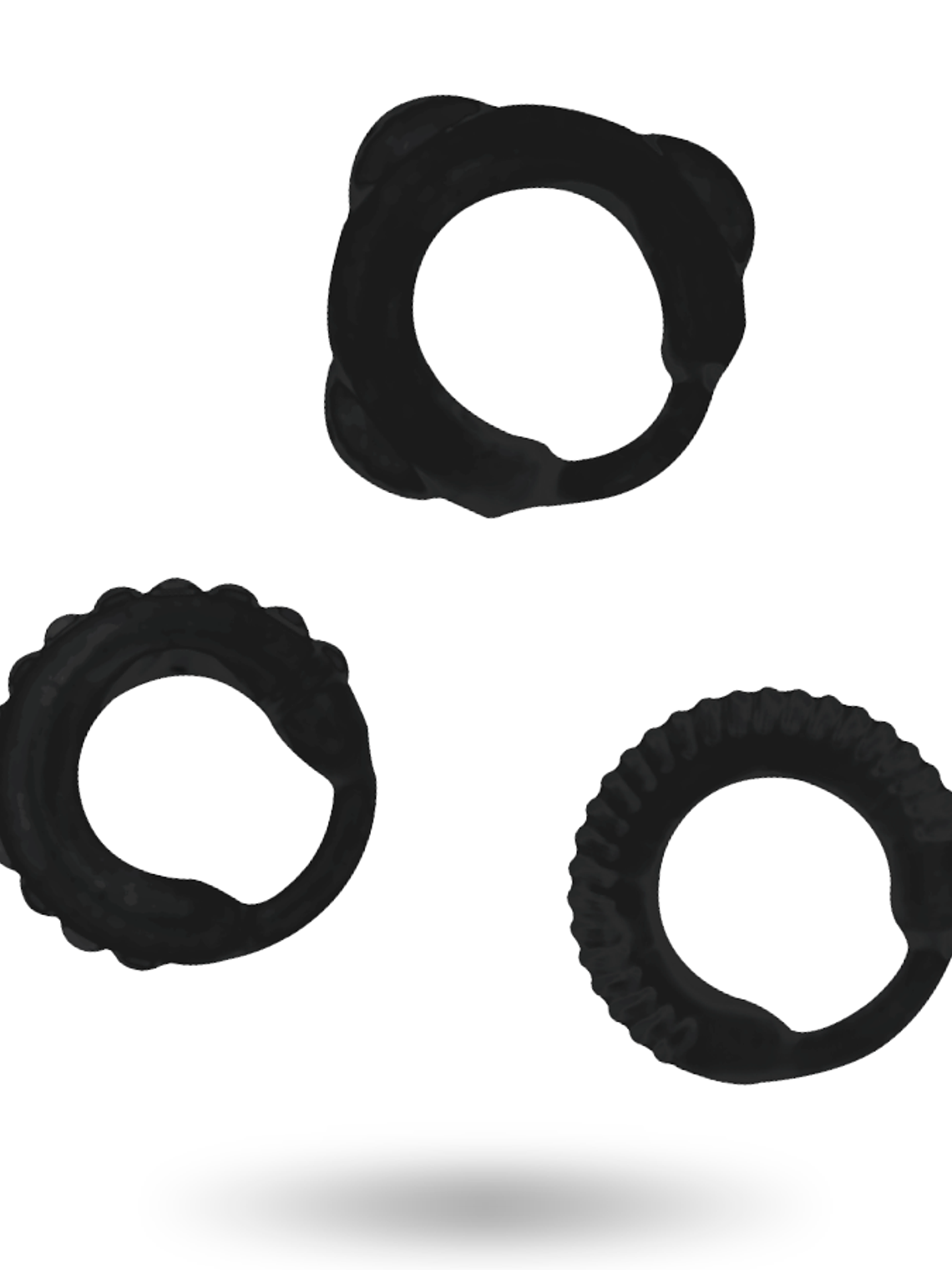 Conjunto de 3 Anéis de Pênis Pretos  1