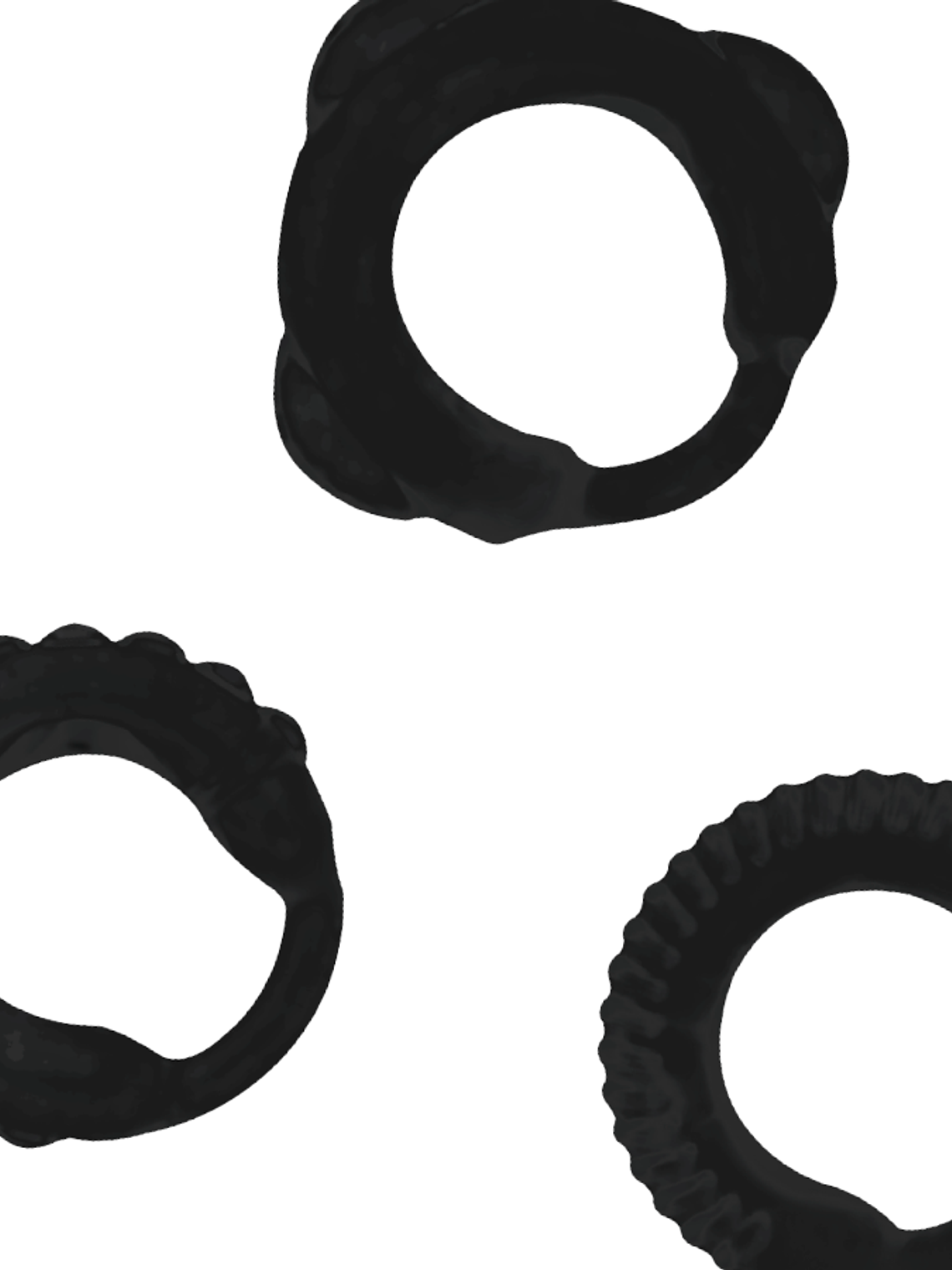 Conjunto de 3 Anéis de Pênis Pretos  2