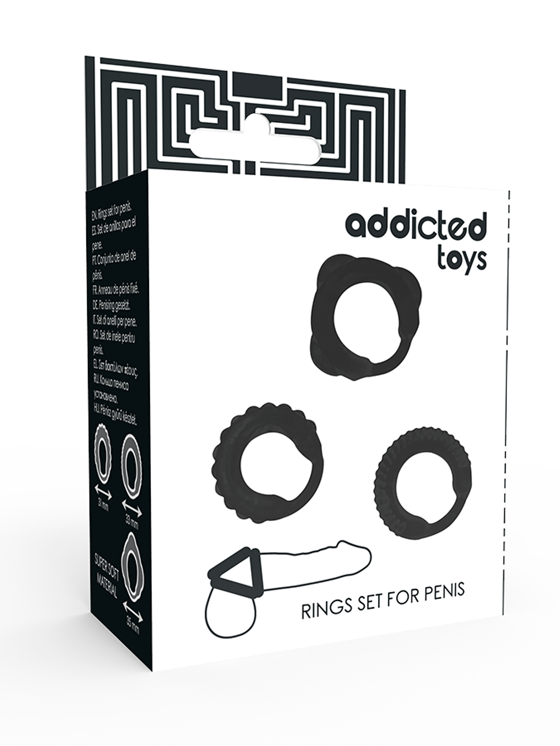 Conjunto de 3 Anéis de Pênis Pretos  3