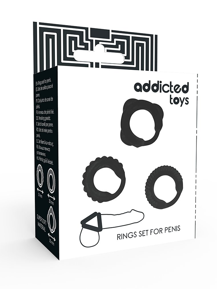 Conjunto de 3 Anéis de Pênis Pretos  3
