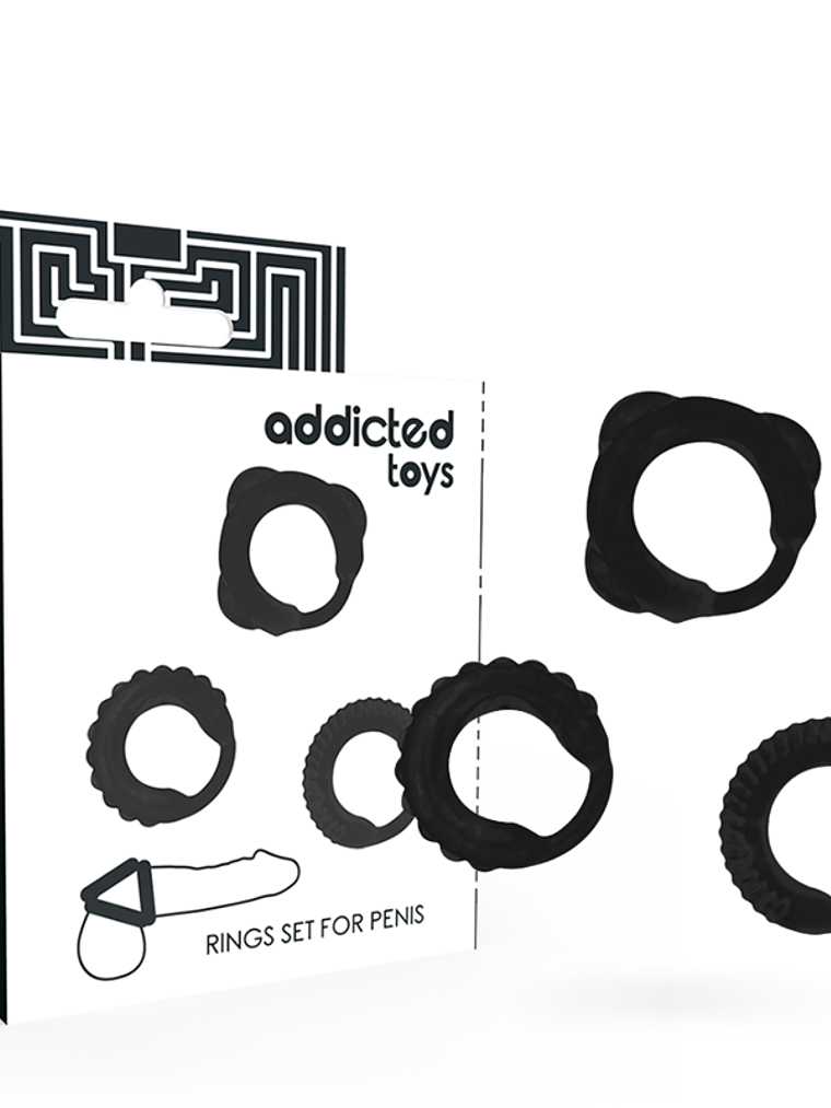 Conjunto de 3 Anéis de Pênis Pretos  4