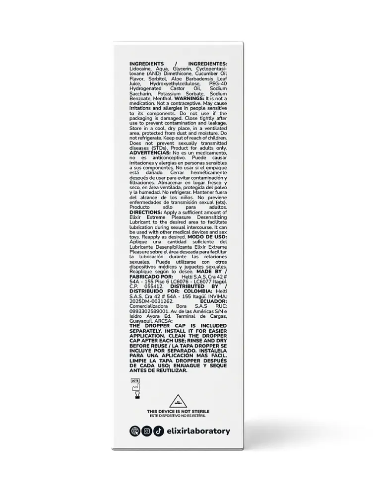 Elixir Anesty 30ml Lubricante íntimo Anal Desensibilizante 2