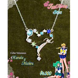 PACK - Collar y Aros Sailor Moon - Talismanes Michiru y Haruka 