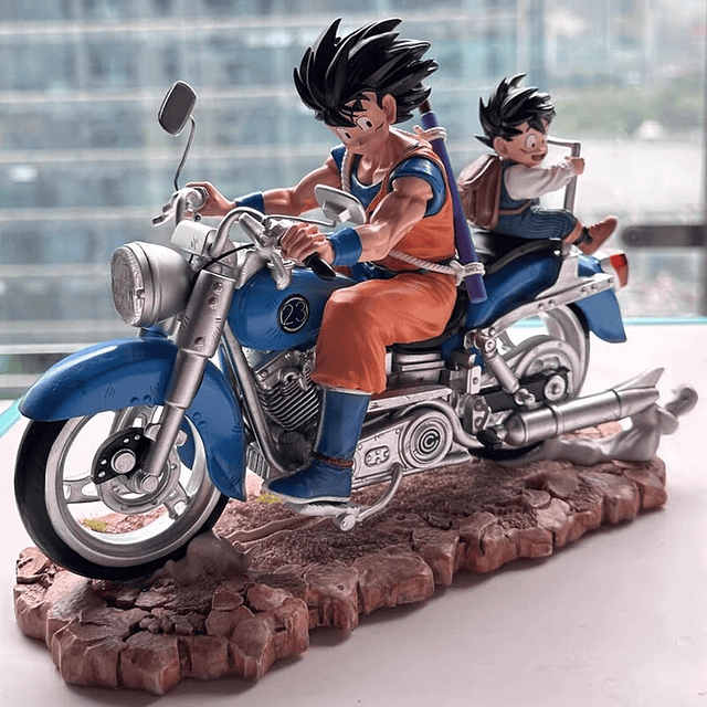 (A PEDIDO) Figura Alternativa Dragon Ball - Gokú y Gohan en Moto