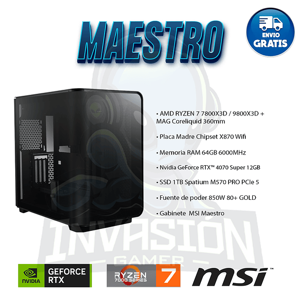 PC Gamer Maestro AMD Ryzen 7 7800X3D + Nvidia RTX 4070 Super 12GB 3