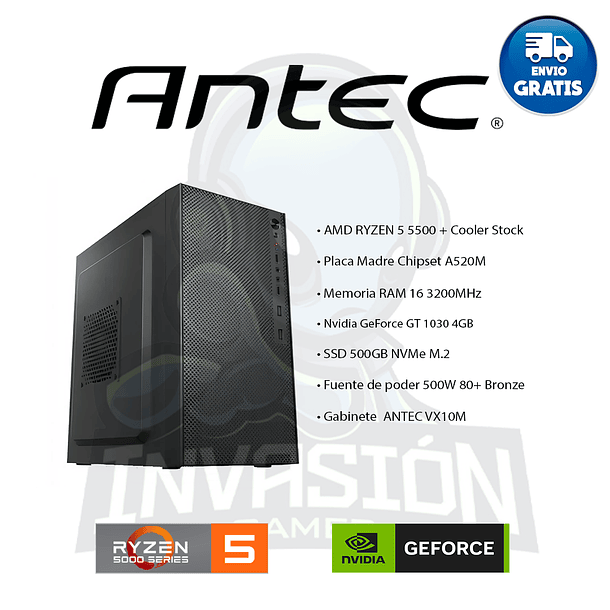PC Gamer ANTEC | Ryzen 5 5500 + NVIDIA® GeForce GT™ 1030 4GB 3
