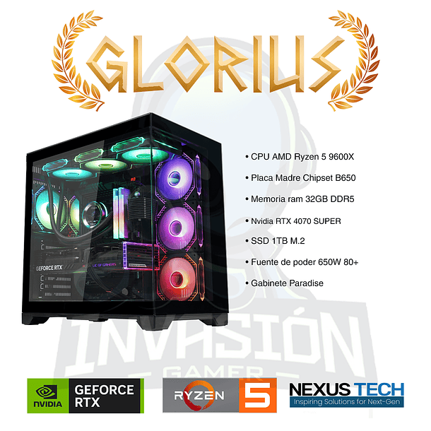 PC Gamer Glorius, AMD Ryzen 5 9600X / 9700X NVIDIA RTX™ 5060 TI 16GB 2