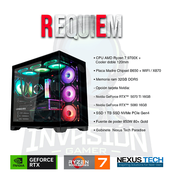 PC Gamer Requiem amd Ryzen 7 9700X + Nvidia rtx 5070 Ti 16gb 2