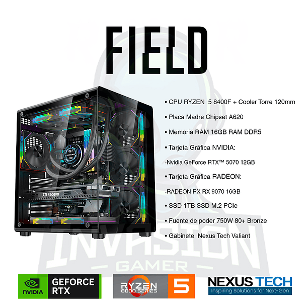 PC Gamer FIELD, Ryzen 5 8400F / Ryzen 7 8700F + RTX 5070 12GB  2