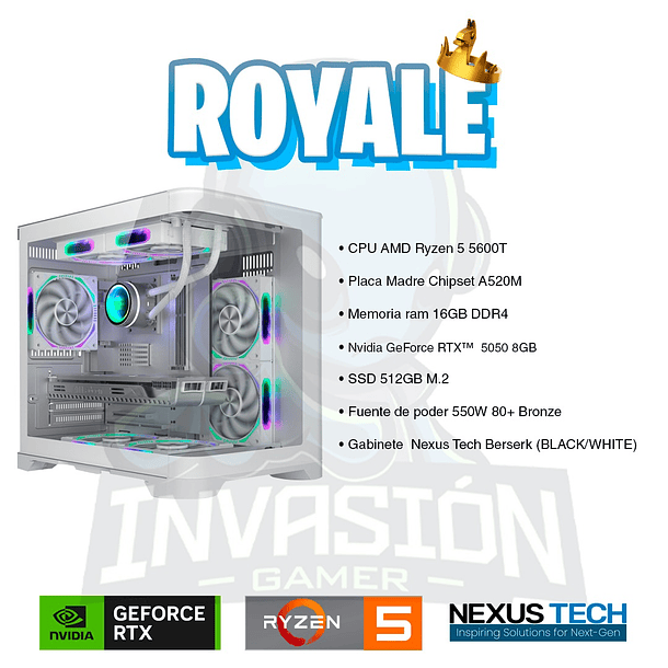PC Gamer Royale. Ryzen 5 5600T + nvidia  rtx™ 5050 8gb / nvidia rtx 5060 8gb 2