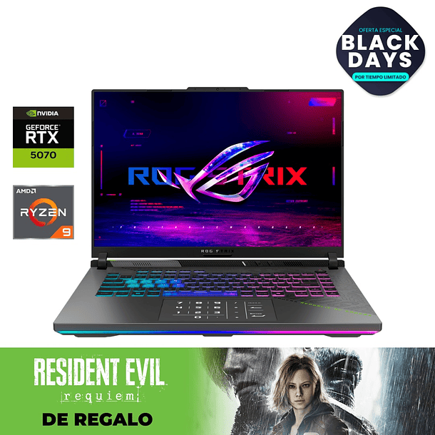 Notebook Asus ROG STRIX G16 - Nvidia RTX 5070 | Ryzen 9 8940HX | 16GB RAM | 1TB SSD M.2 16” 165Hz | | 1