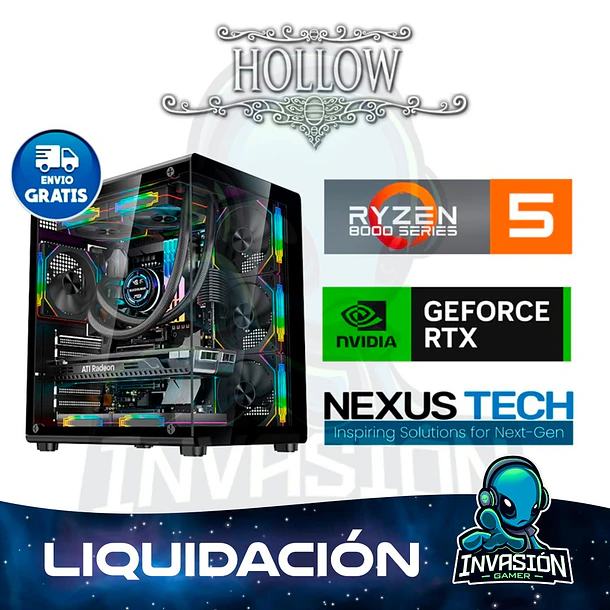 PC Gamer HOLLOW, Ryzen 5 8400F / Ryzen 7 8700F + NVIDIA RTX™ 5060 8GB 1