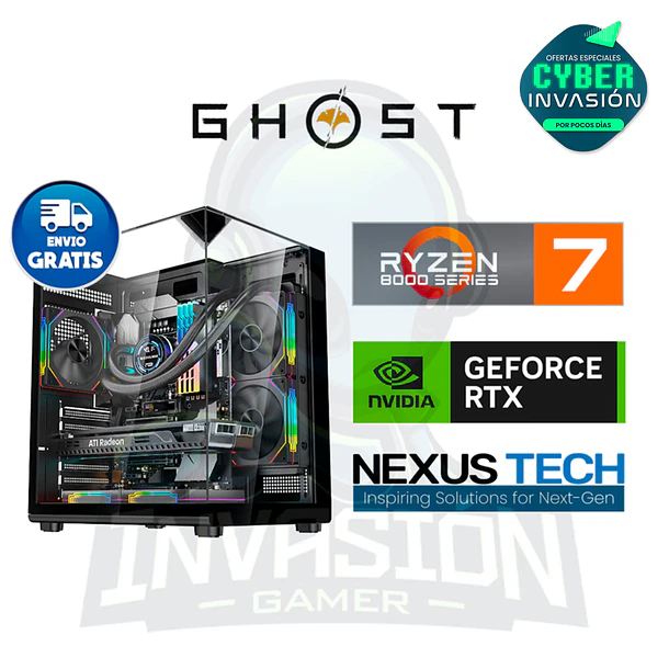 PC gamer Ghost, AMD Ryzen 7 8700F + nvidia rtx™ 5060 Ti 16gb 3