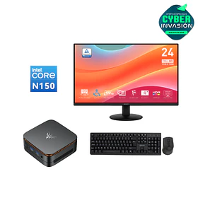 Mini PC Intel N150 12ª Gen | 8GB RAM | 256GB SSD + Monitor 24" 100Hz + Teclado & Mouse
