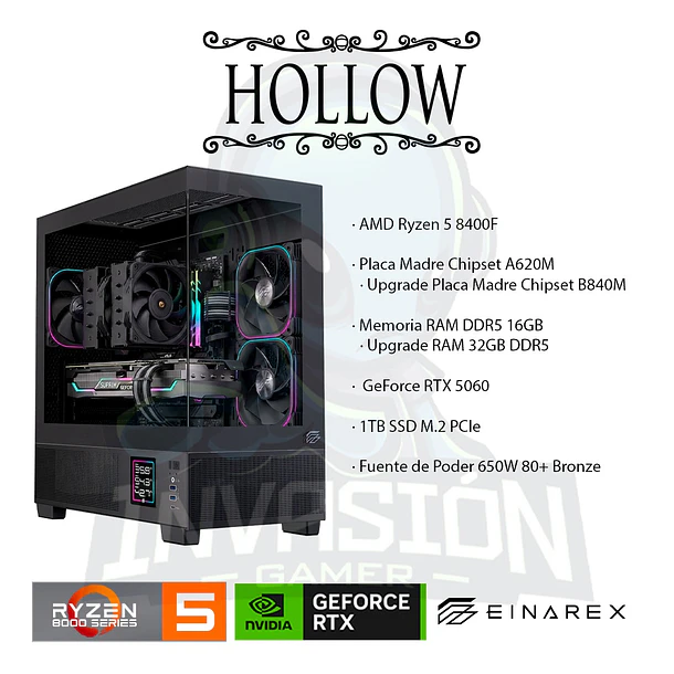 PC Gamer HOLLOW, Ryzen 5 8400F / Ryzen 7 8700F + NVIDIA RTX™ 5060 8GB 2
