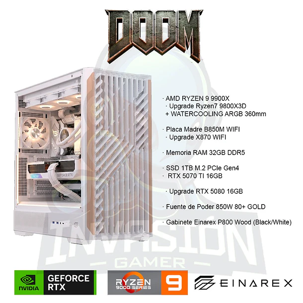 PC Gamer Doom, Ryzen 9 9900x - 7 9800x3d + nvidia geforce rtx™ 5070 ti 16gb / rtx™ 5080 16gb  2