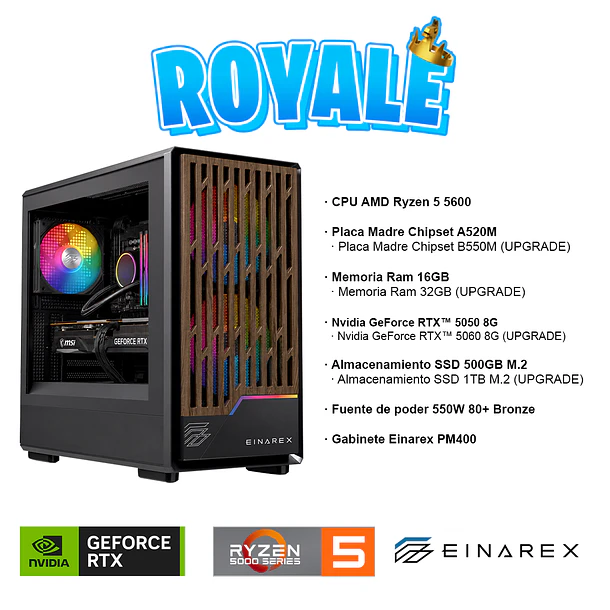 PC Gamer Royale. Ryzen 5 5600 + nvidia  rtx™ 5050 8gb / nvidia rtx 5060 8gb 2