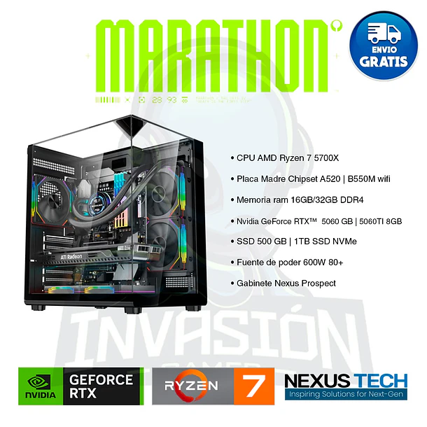 PC Gamer Marathon, amd Ryzen 7 5700X / nvidia geforce rtx™ 5060 8gb / rtx™ 5060 tI 8gb 2