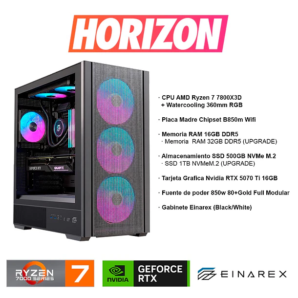 PC Gamer Horizon AMD Ryzen 7 7800X3D + Nvidia RTX 5070 Ti 16GB 2