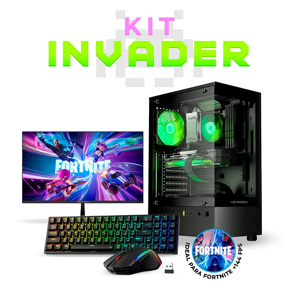Kit Invader. Ryzen 5 5500 + RTX 3050 6GB / Monitor FHD 144hz + Kit Teclado y Mouse Gamer
