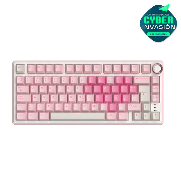 Teclado Mecánico Royal Kludge RK R75 Pink Melody Español RGB Hot Swap 75% 1