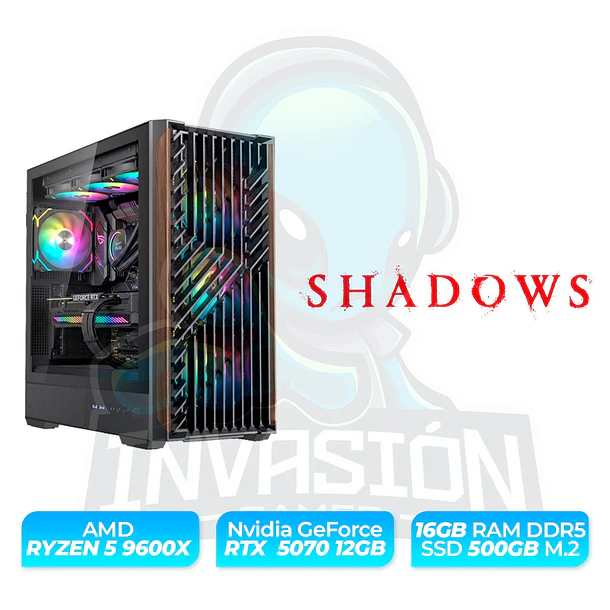 Pc Gamer Shadows - Ryzen 5 9600X / Ryzen 7 9700X + RTX 5070 12GB 3