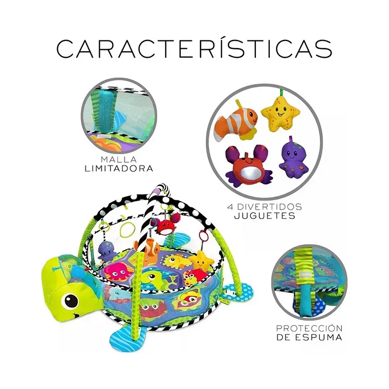 Gimnasio Bebé 3 en 1 Tortuga con Corral, Tapete y Pelotas  Desde 0 a 36 Meses 3