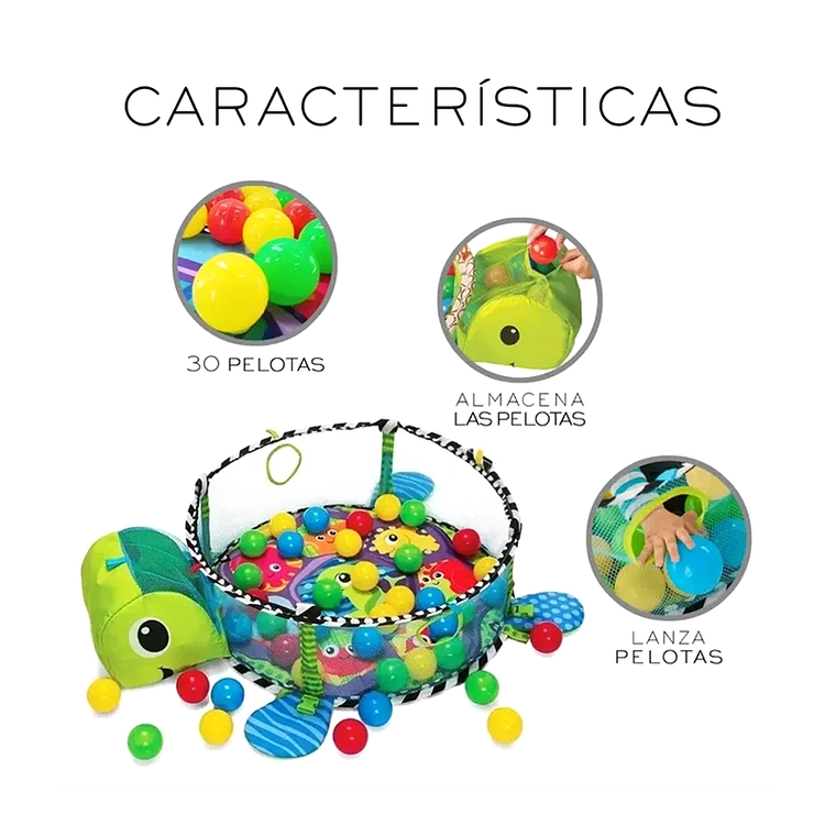 Gimnasio Bebé 3 en 1 Tortuga con Corral, Tapete y Pelotas  Desde 0 a 36 Meses 4