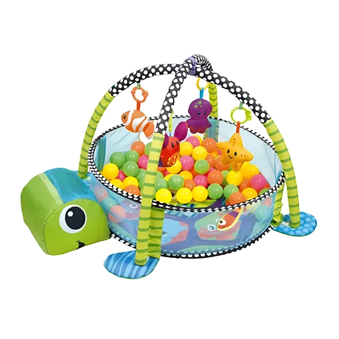 Gimnasio Bebé 3 en 1 Tortuga con Corral, Tapete y Pelotas  Desde 0 a 36 Meses 1