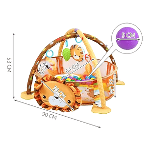 Gimnasio Bebé 3 en 1 León con Tapete, Corral y Pelotas 0 a 36 Meses