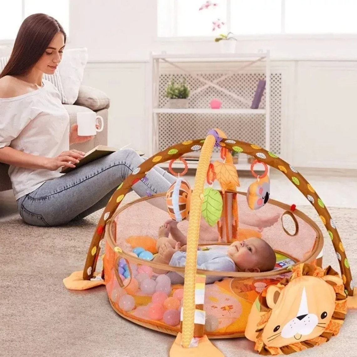 Gimnasio Bebé 3 en 1 León con Tapete, Corral y Pelotas 0 a 36 Meses 6