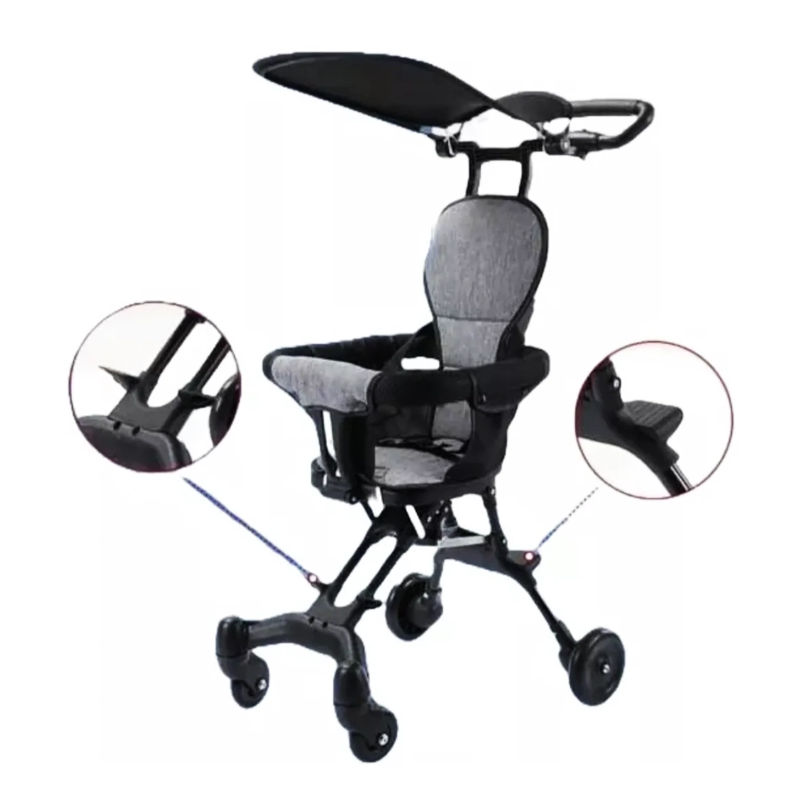 Coche de Paseo Plegable Ligero y Compacto con Capota y Arnés de Seguridad 4