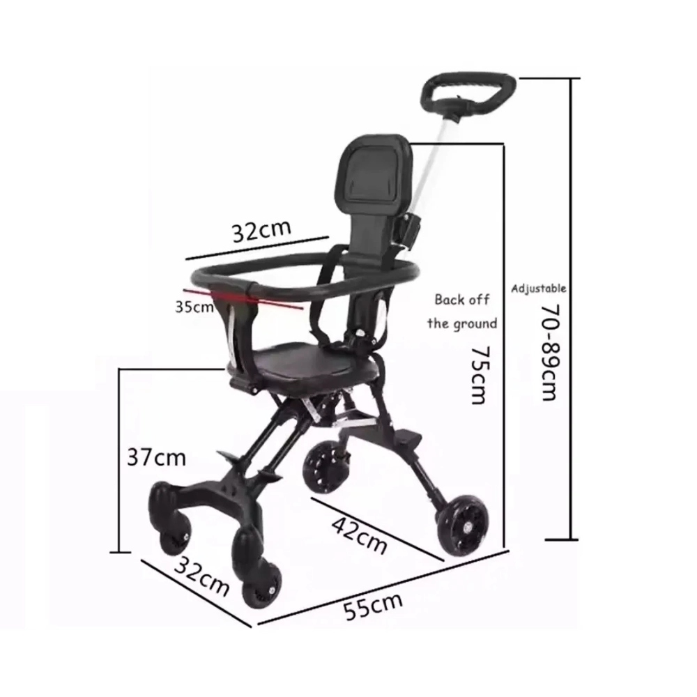 Coche de Paseo Plegable Ligero y Compacto con Capota y Arnés de Seguridad 6