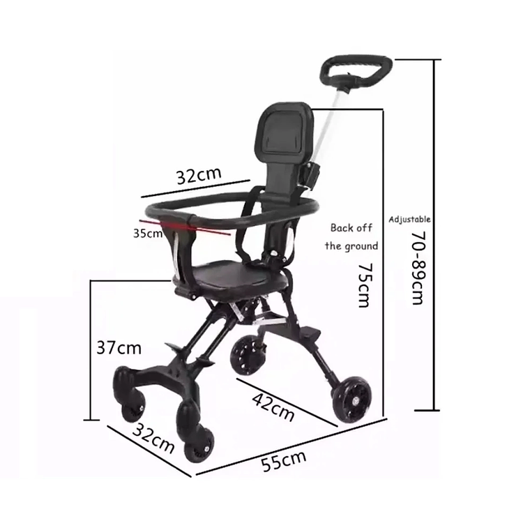 Coche de Paseo Plegable Ligero y Compacto con Capota y Arnés de Seguridad 6