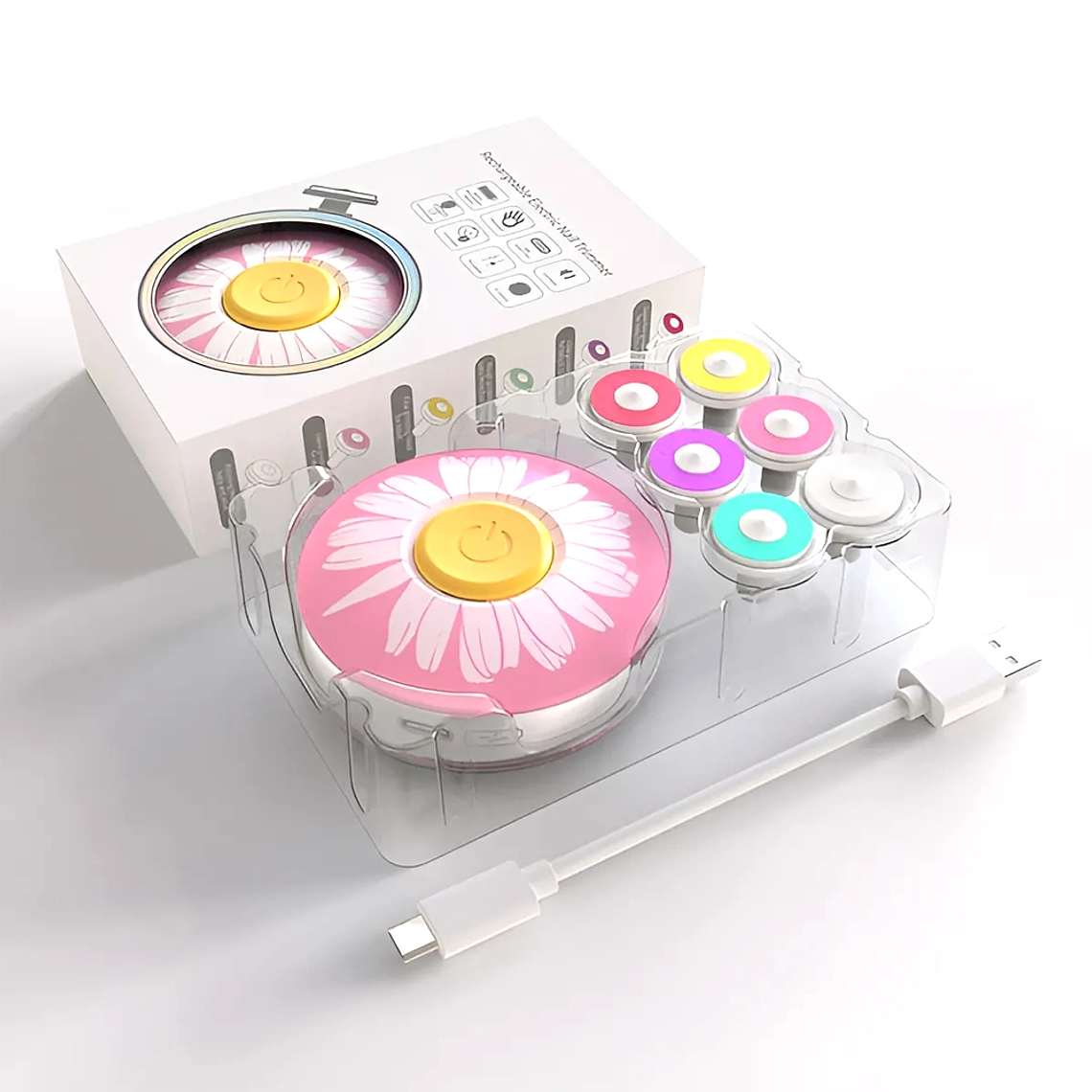 Lima Eléctrica para Bebés USB Recargable con 6 Discos de Uñas 9