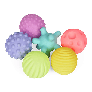 Pelotas Sensoriales Texturizadas para Bebés  Set de 6 Soft Balls Estimulación Temprana