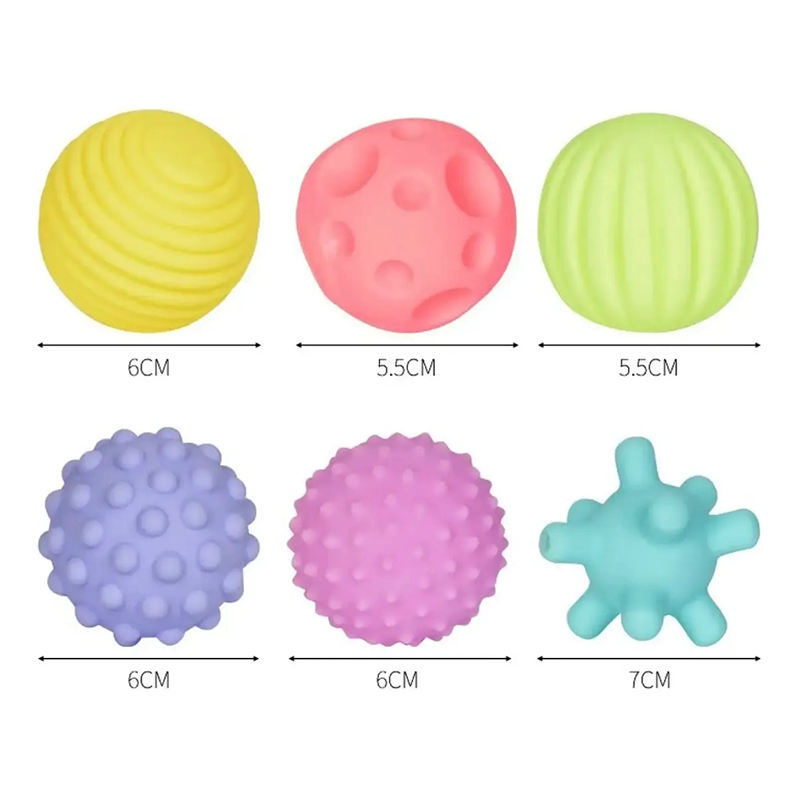 Pelotas Sensoriales Texturizadas para Bebés  Set de 6 Soft Balls Estimulación Temprana 3