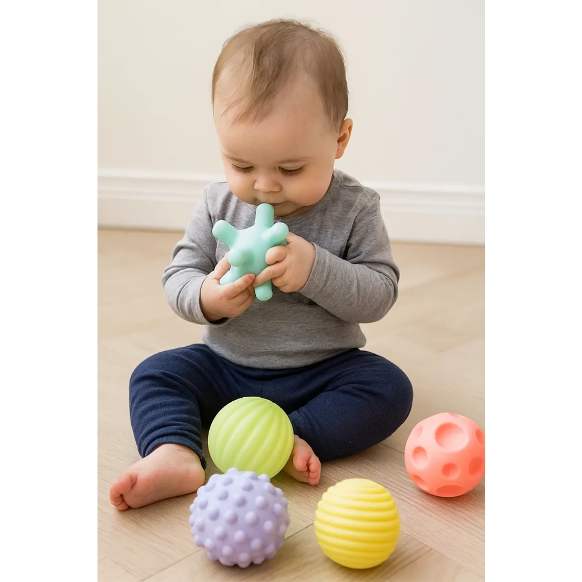 Pelotas Sensoriales Texturizadas para Bebés  Set de 6 Soft Balls Estimulación Temprana 5