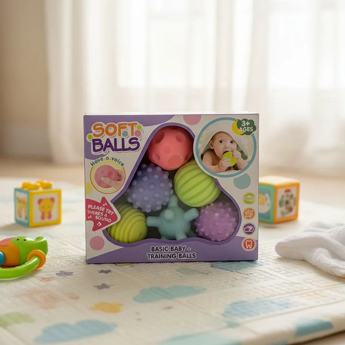 Pelotas Sensoriales Texturizadas para Bebés  Set de 6 Soft Balls Estimulación Temprana 6