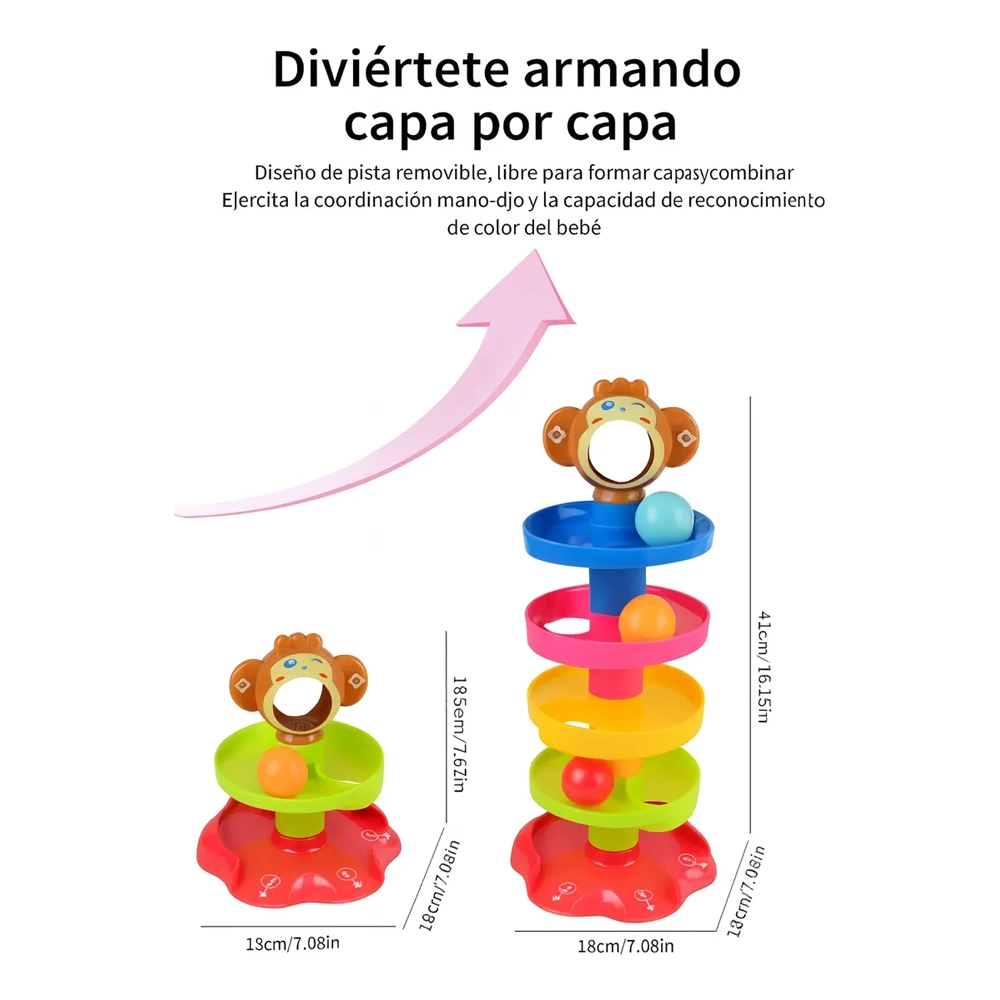Torre Didáctica Multicolor con Tobogán y Pelotas  Juguete Educativo para Bebés 5