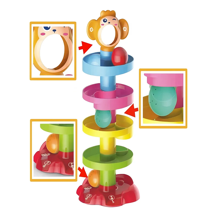 Torre Didáctica Multicolor con Tobogán y Pelotas  Juguete Educativo para Bebés 6