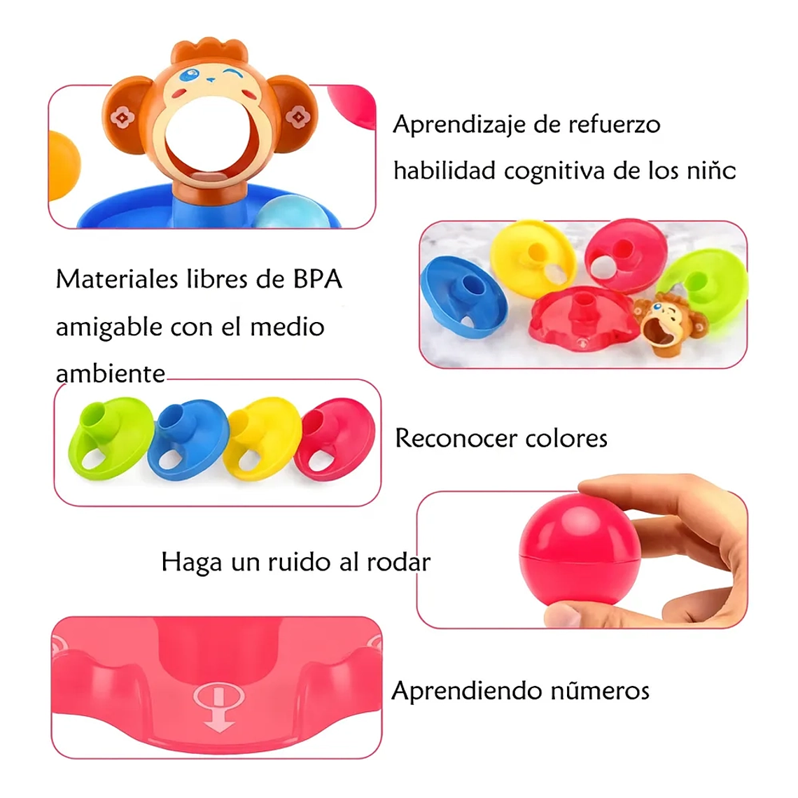 Torre Didáctica Multicolor con Tobogán y Pelotas  Juguete Educativo para Bebés 8