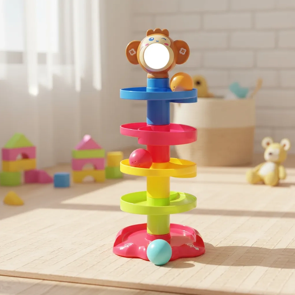 Torre Didáctica Multicolor con Tobogán y Pelotas  Juguete Educativo para Bebés 2