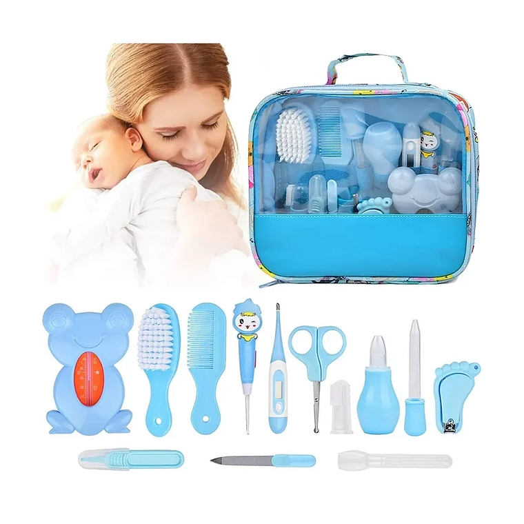 Kit de Aseo para Bebé 13 Piezas con Bolso Impermeable  Set Higiene Blue Kids 2